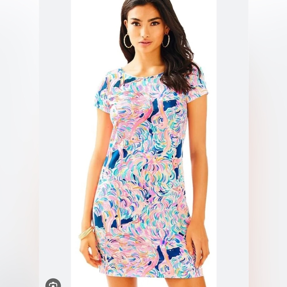 SOLD Lilly Pulitzer Marlowe Head in the Sand pink pelican t-shirt dress - Size L